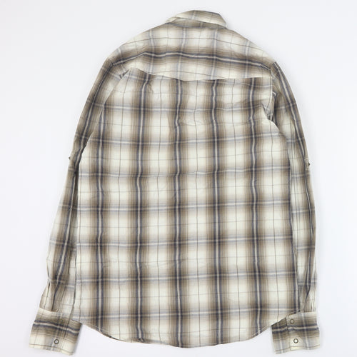 Cedarwood State Mens Brown Plaid Cotton  Button-Up Size S Collared Snap