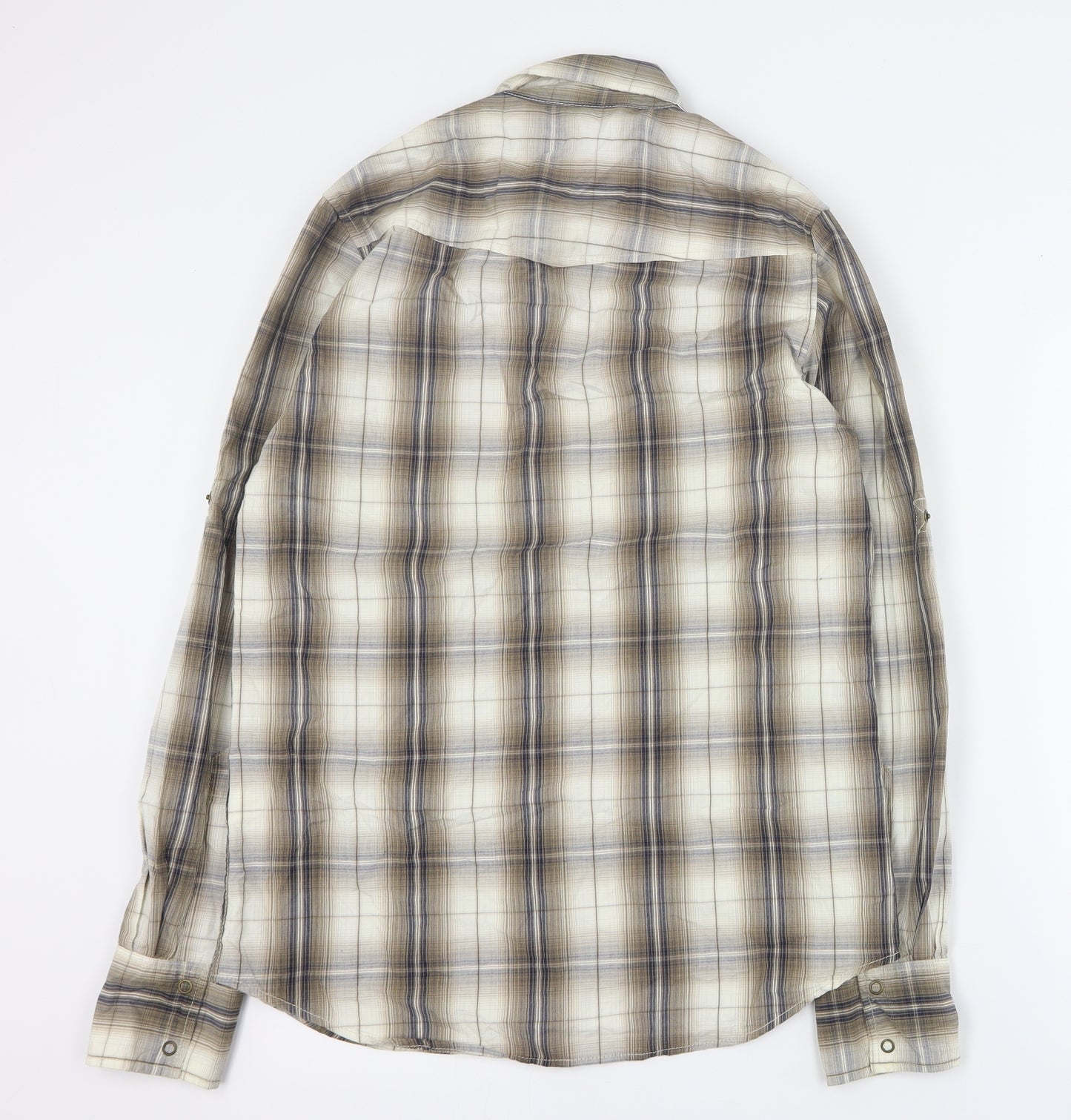 Cedarwood State Mens Brown Plaid Cotton  Button-Up Size S Collared Snap