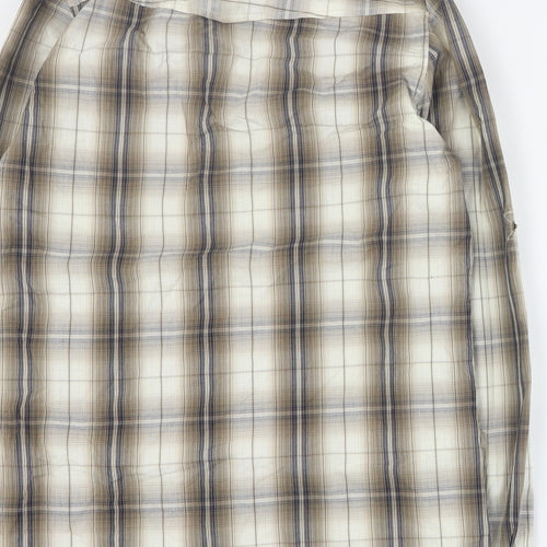 Cedarwood State Mens Brown Plaid Cotton  Button-Up Size S Collared Snap