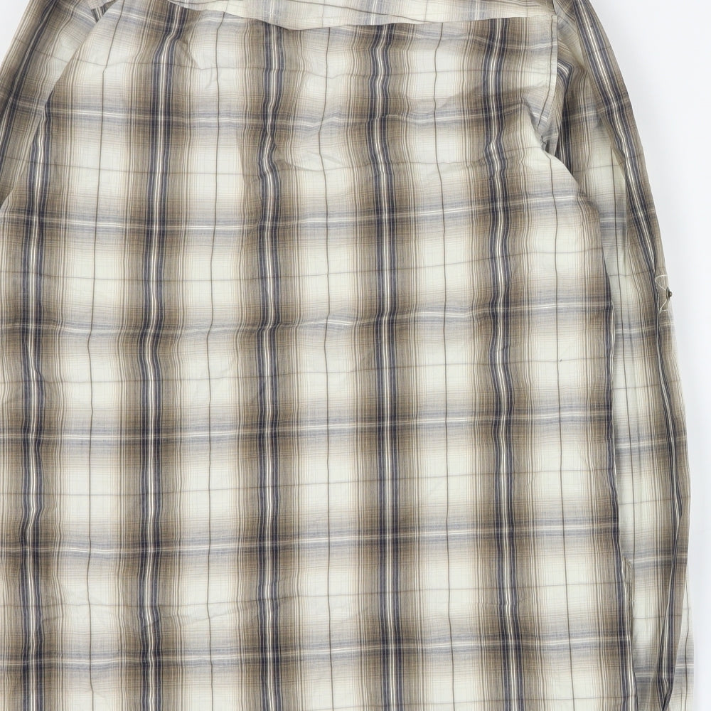Cedarwood State Mens Brown Plaid Cotton  Button-Up Size S Collared Snap