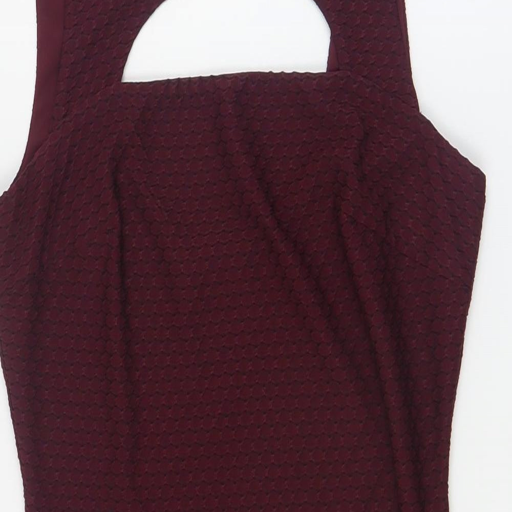 Miss Selfridge Womens Red  Polyester Bodycon  Size 10  Round Neck Pullover