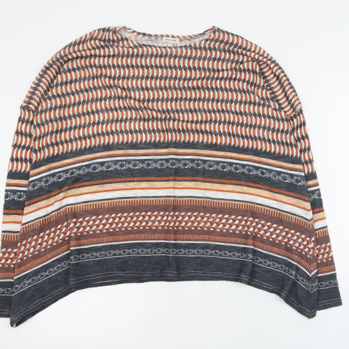 River Island Womens Orange Round Neck  Polyester Pullover Jumper Size 8