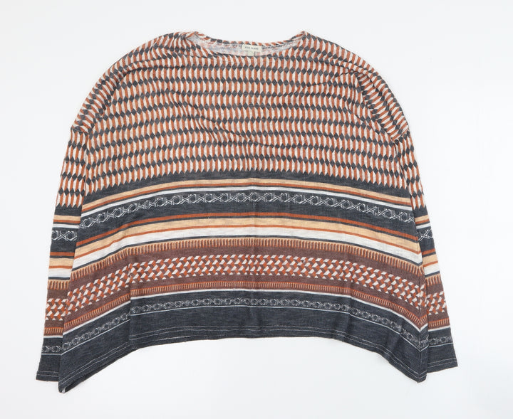 River Island Womens Orange Round Neck Polyester Pullover Jumper Size 8