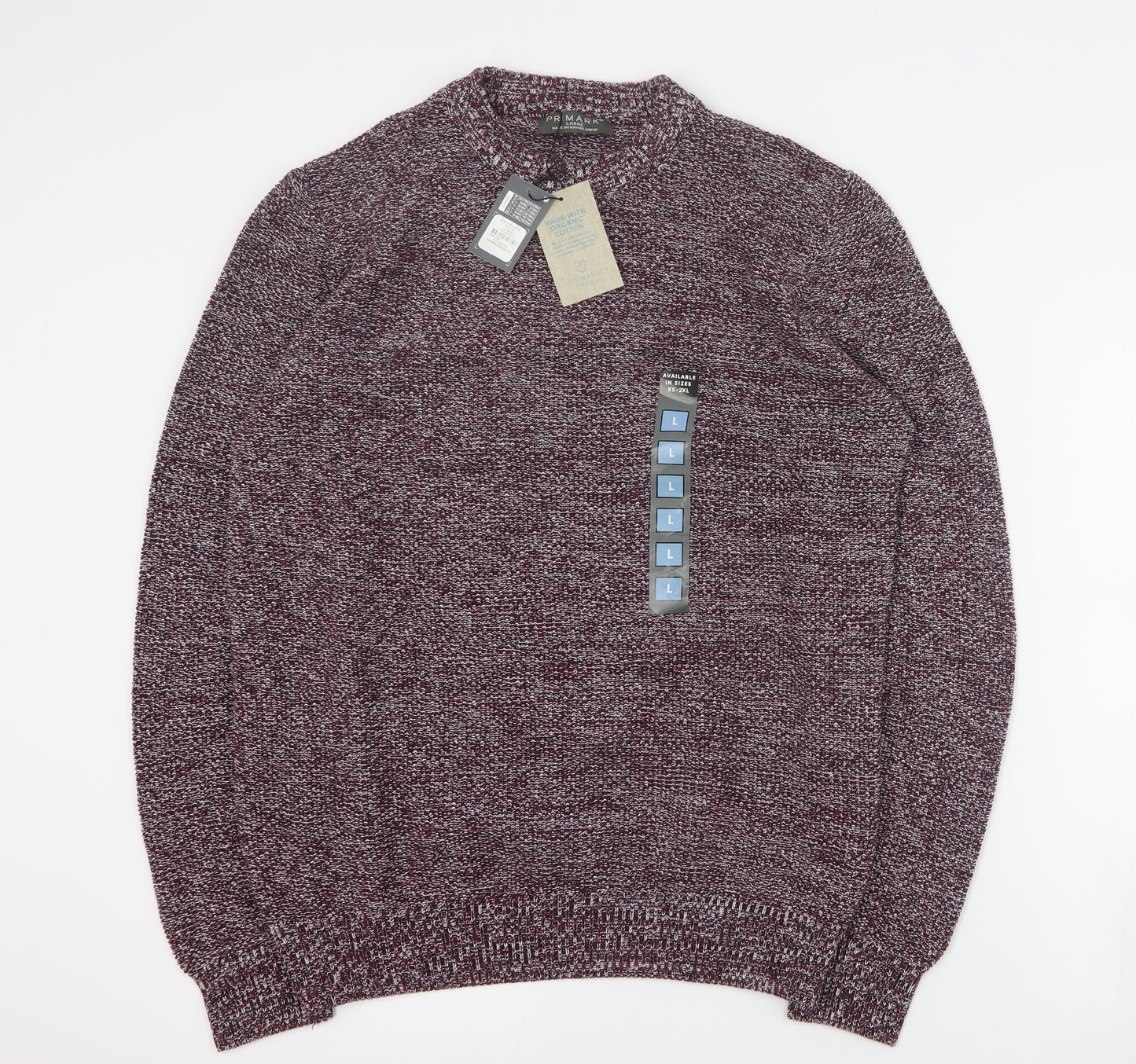 Primark Womens Red Round Neck  100% Cotton Pullover Jumper Size L