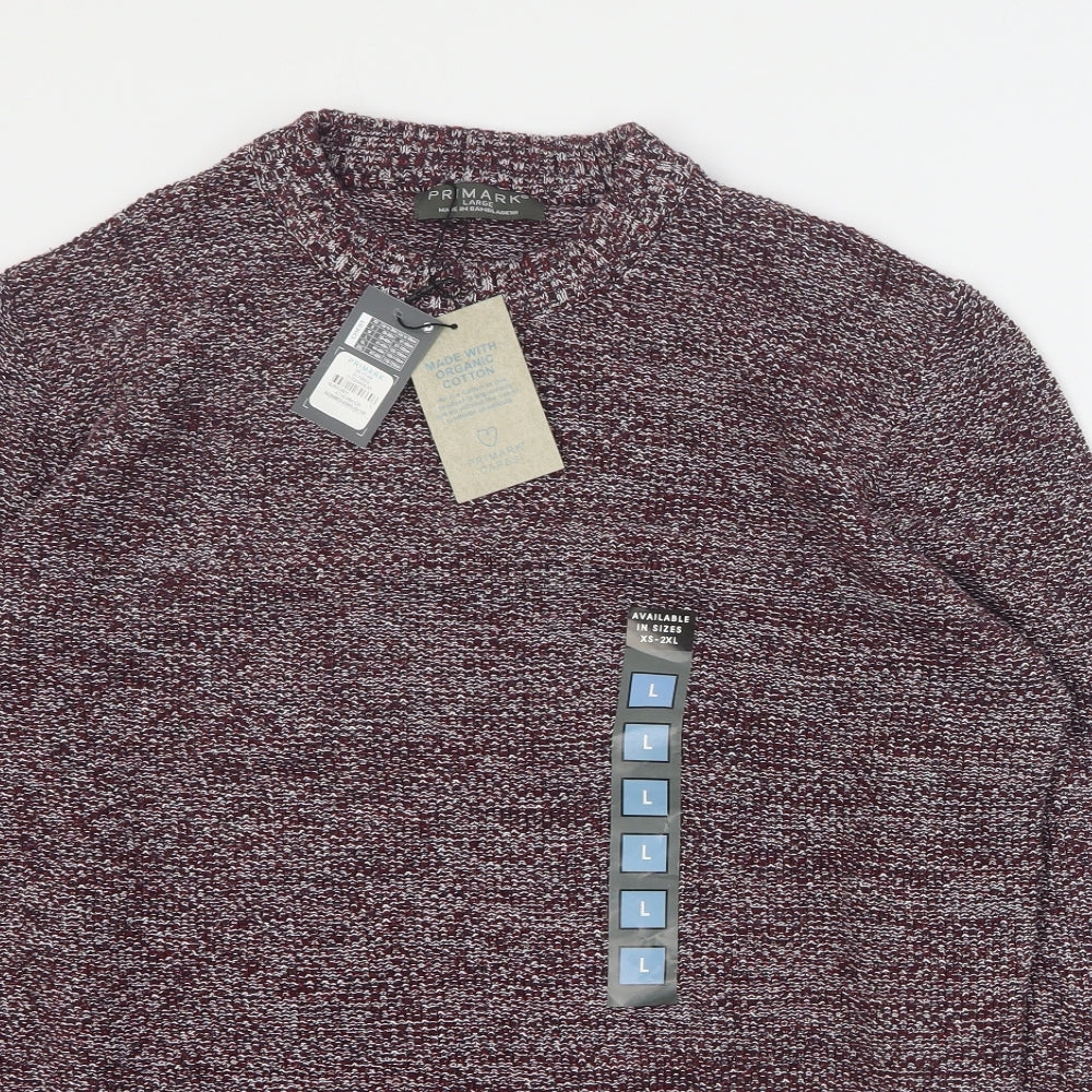 Primark Womens Red Round Neck  100% Cotton Pullover Jumper Size L