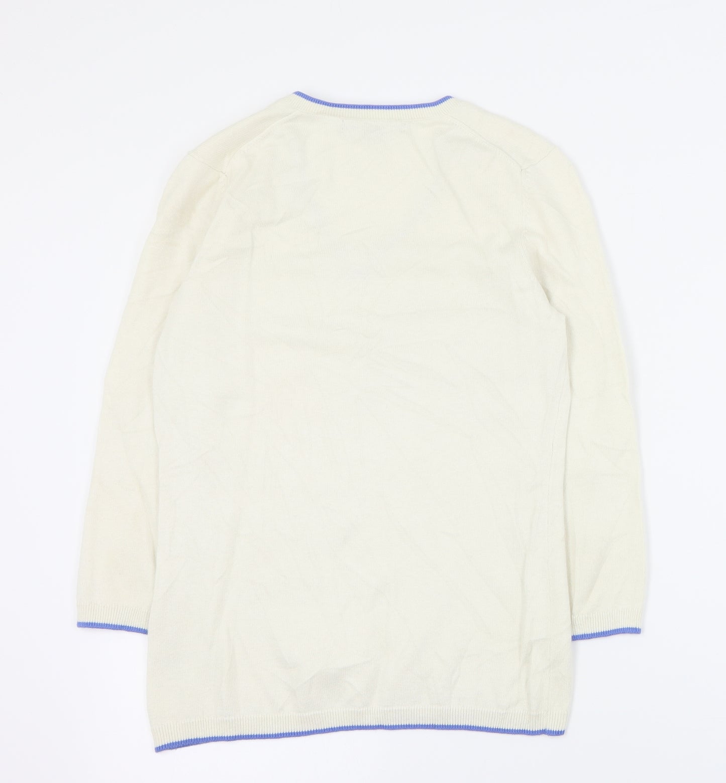 Brooks Brothers Womens White V-Neck  Cotton Pullover Jumper Size XS