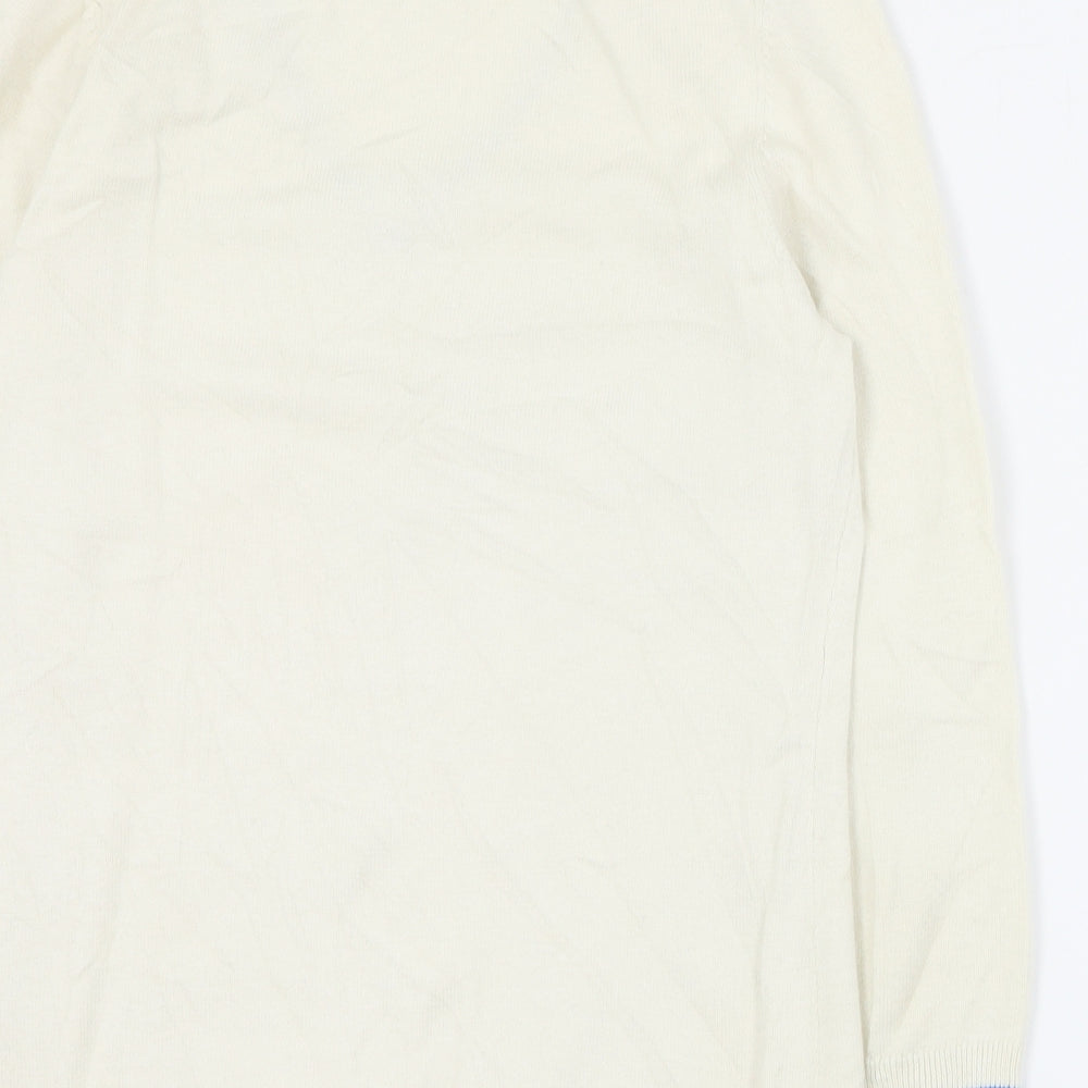Brooks Brothers Womens White V-Neck  Cotton Pullover Jumper Size XS