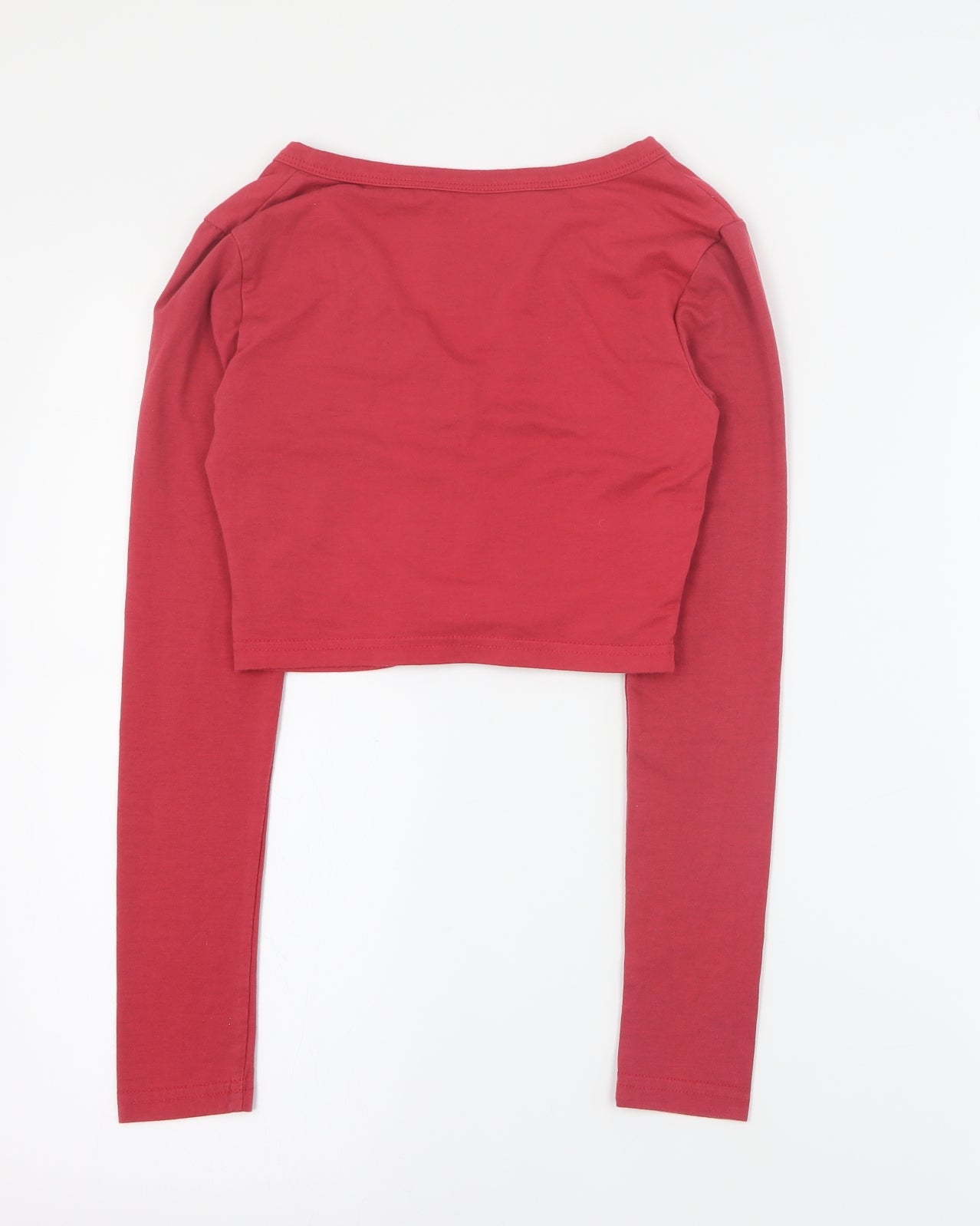 SheIn Womens Red V-Neck  Polyester Cardigan Jumper Size XS