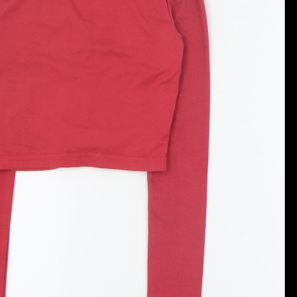 SheIn Womens Red V-Neck  Polyester Cardigan Jumper Size XS