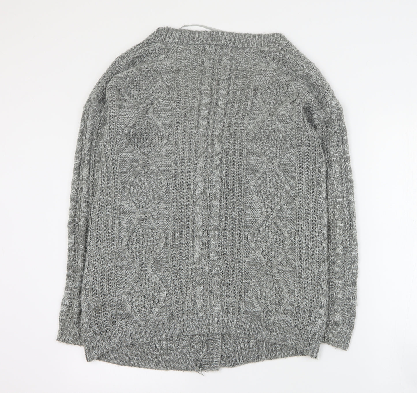 Primark Womens Grey V-Neck  Acrylic Cardigan Jumper Size 10