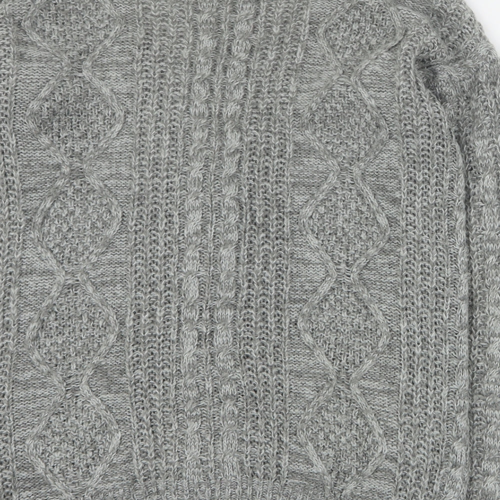 Primark Womens Grey V-Neck  Acrylic Cardigan Jumper Size 10