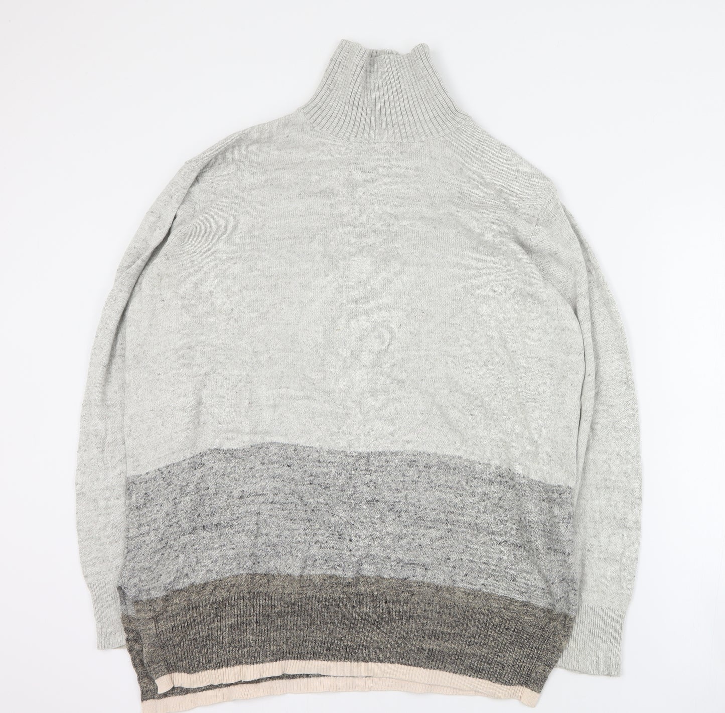 Gap Womens Brown High Neck Striped Cotton Pullover Jumper Size XL