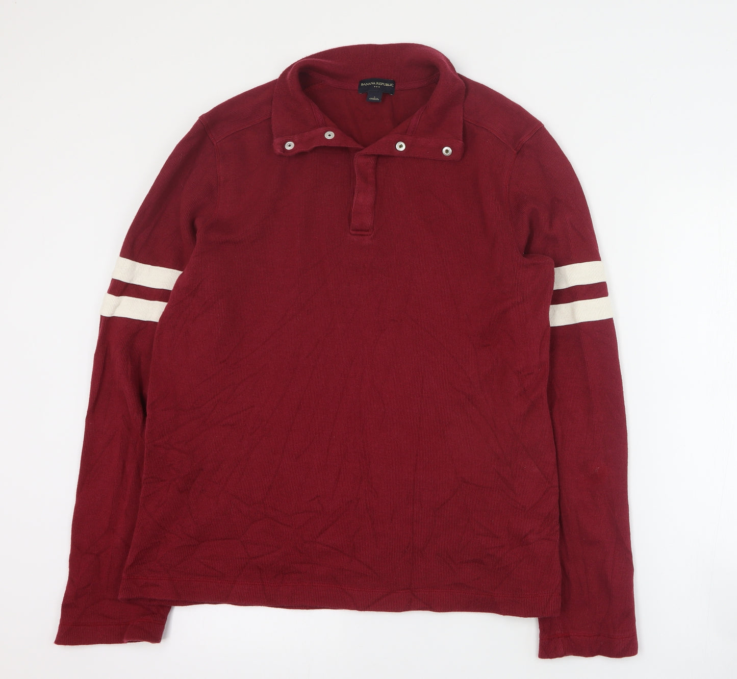 Banana Republic Mens Red Collared  Cotton Pullover Jumper Size S