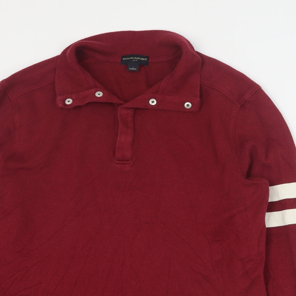 Banana Republic Mens Red Collared  Cotton Pullover Jumper Size S