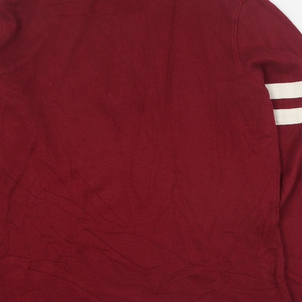 Banana Republic Mens Red Collared  Cotton Pullover Jumper Size S