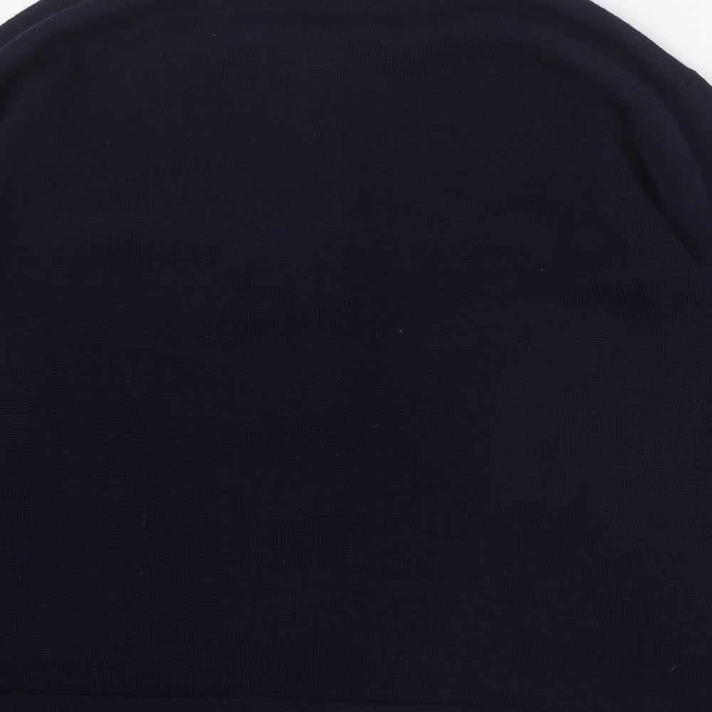 John Scott Womens Blue Round Neck  Wool Cardigan Jumper Size S