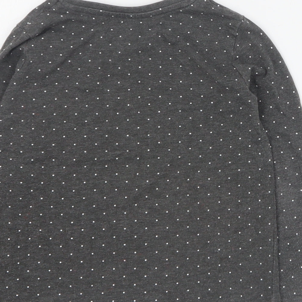 Primark Girls Grey  Cotton Basic T-Shirt Size 3-4 Years Round Neck Pullover
