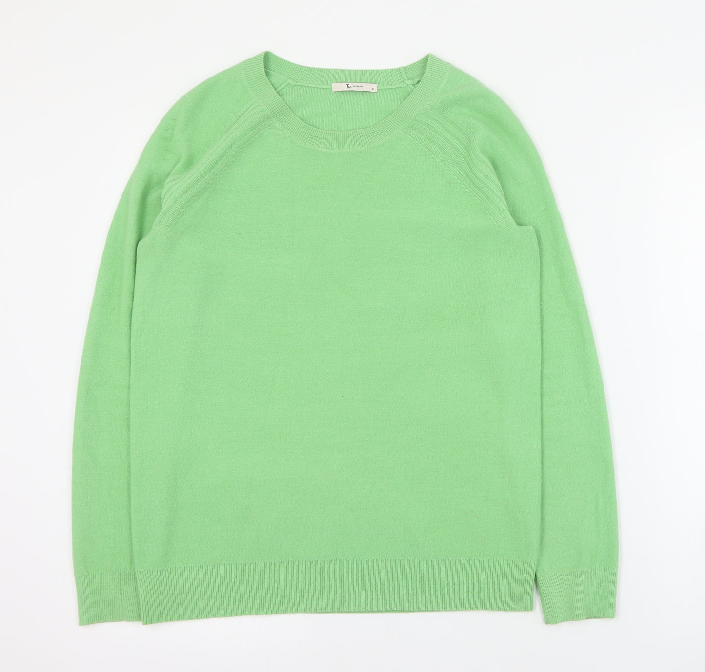 TU Womens Green Round Neck  Acrylic Pullover Jumper Size 10
