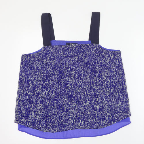 NEXT Womens Blue Geometric Polyester Camisole Tank Size 14 Square Neck