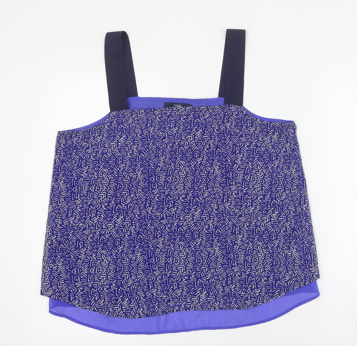 NEXT Womens Blue Geometric Polyester Camisole Tank Size 14 Square Neck