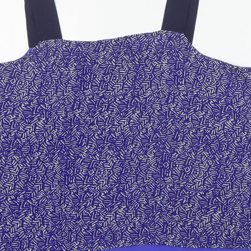 NEXT Womens Blue Geometric Polyester Camisole Tank Size 14 Square Neck
