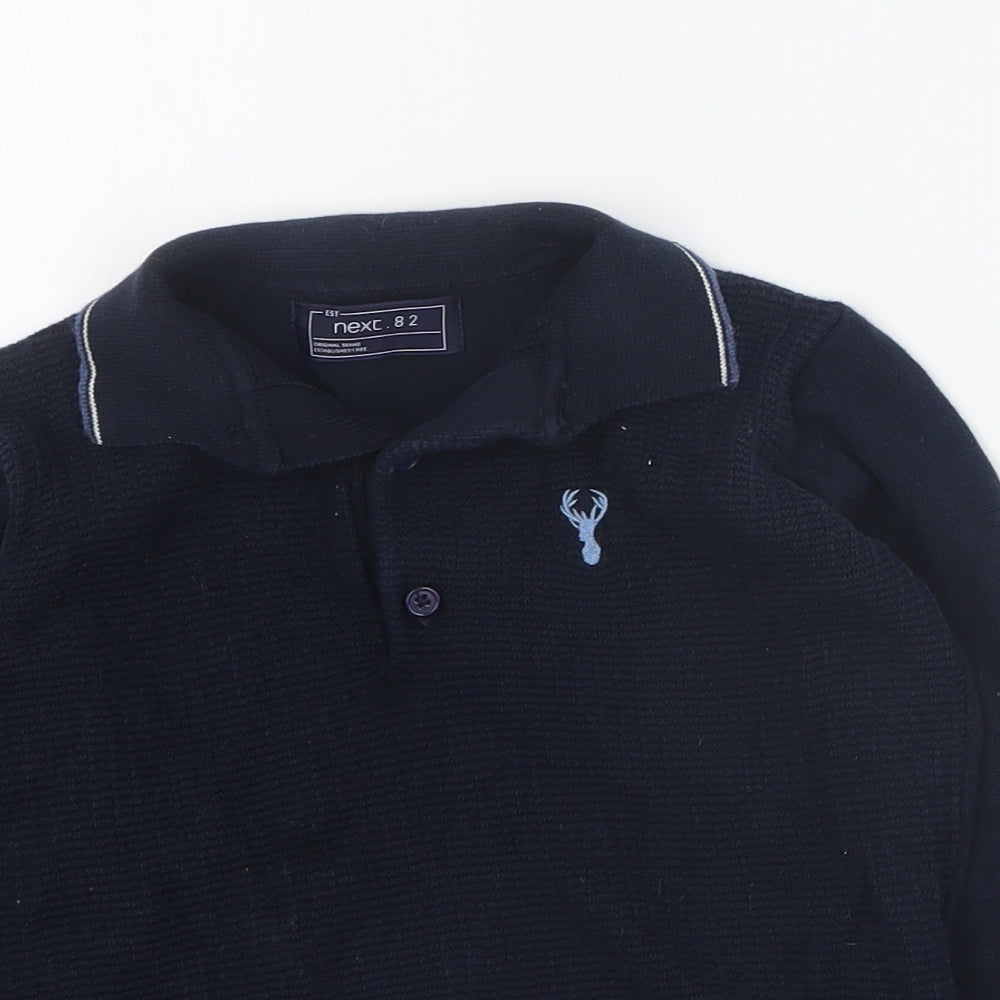 NEXT Boys Blue  Cotton Basic Polo Size 5 Years Collared Button