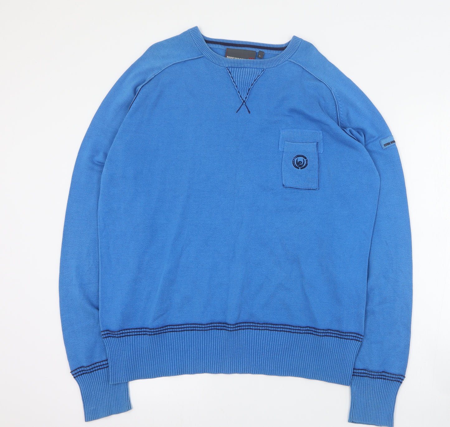 Duck and Cover Mens Blue Round Neck  Cotton Pullover Jumper Size L