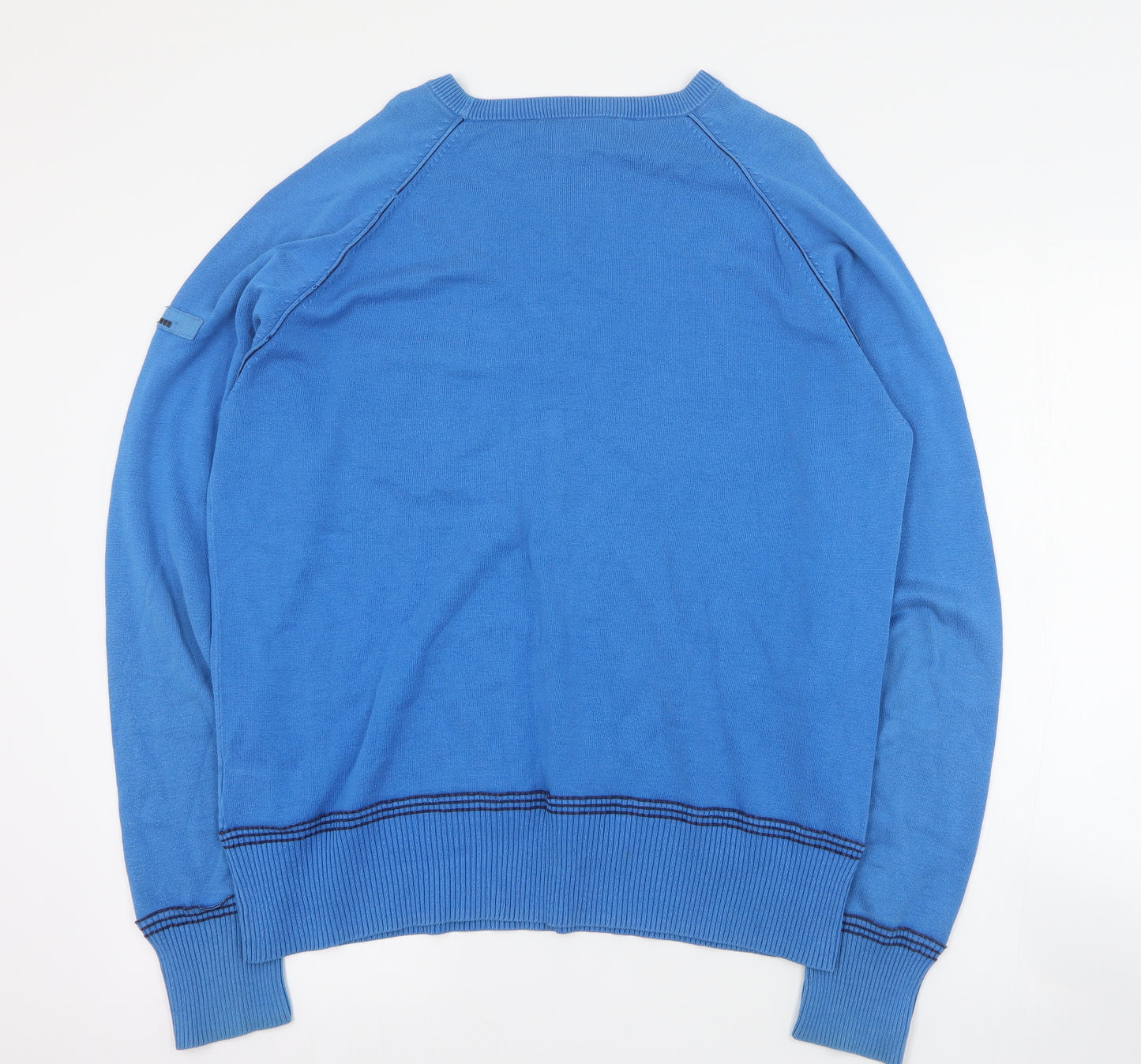 Duck and Cover Mens Blue Round Neck  Cotton Pullover Jumper Size L