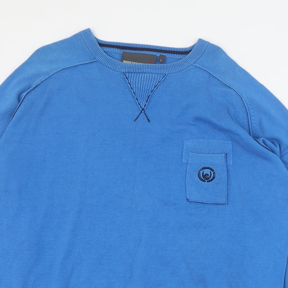 Duck and Cover Mens Blue Round Neck  Cotton Pullover Jumper Size L