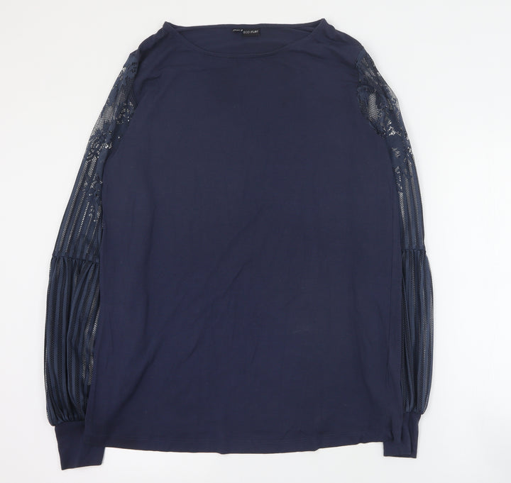 Body Flirt Womens Blue  Viscose Basic T-Shirt Size M Round Neck