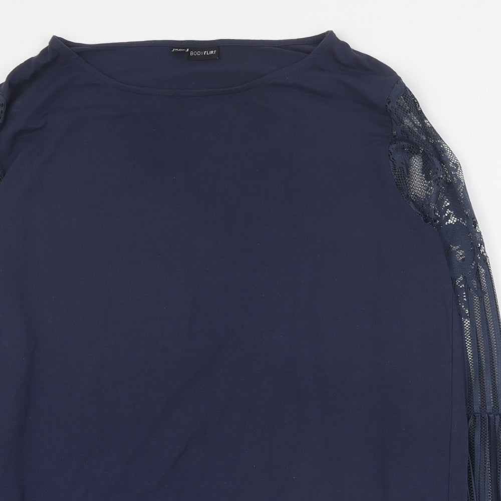 Body Flirt Womens Blue  Viscose Basic T-Shirt Size M Round Neck