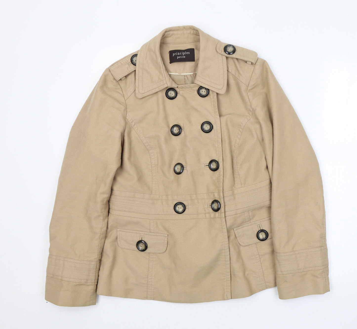 Principles Womens Brown   Pea Coat Coat Size 12  Button