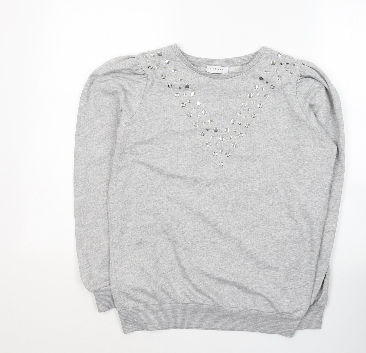 Papaya Womens Grey  Polyester Pullover Sweatshirt Size 8  Pullover