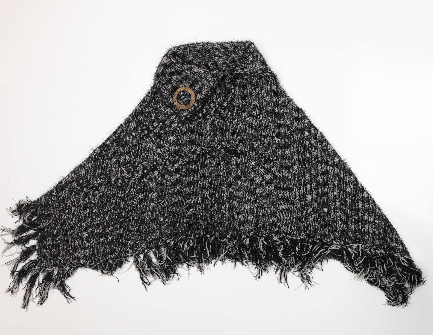 Casamia Womens Black Roll Neck  Acrylic Cape Jumper Size M