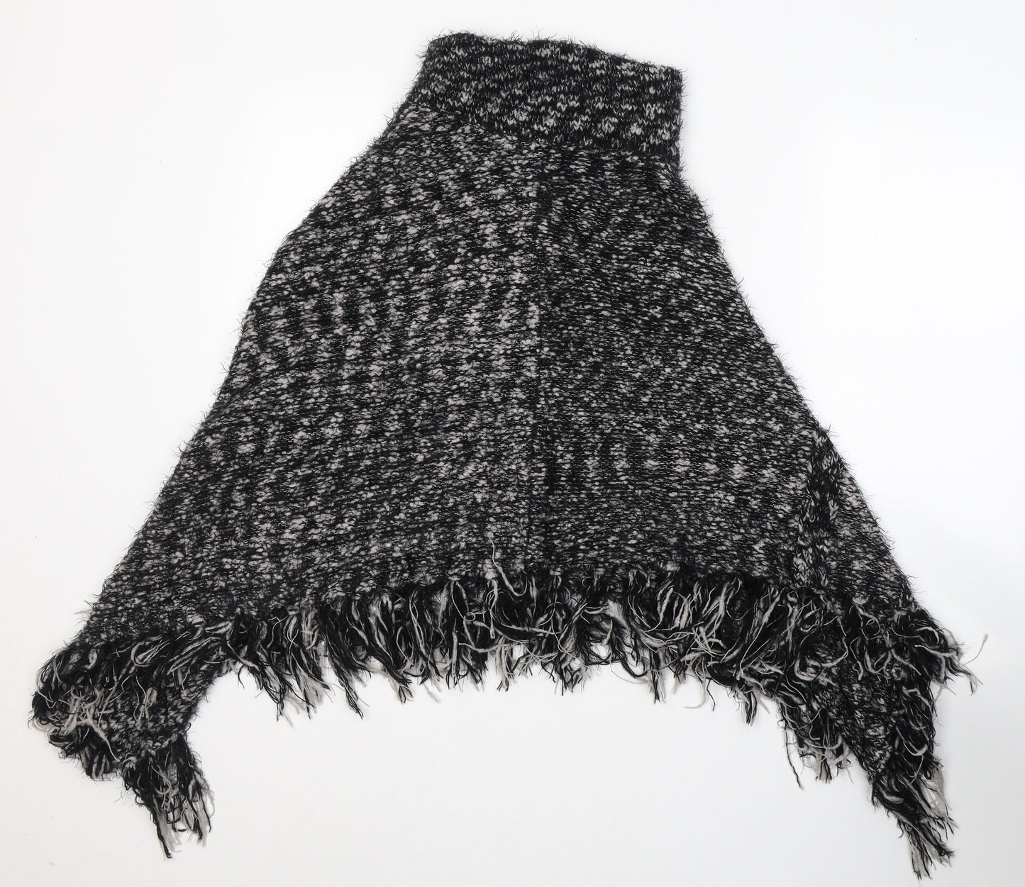 Casamia Womens Black Roll Neck  Acrylic Cape Jumper Size M