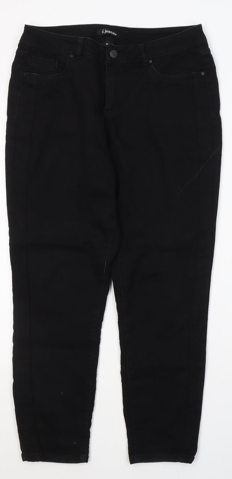 D. Jeans Womens Black  Cotton Straight Jeans Size 10 L26 in Regular Button
