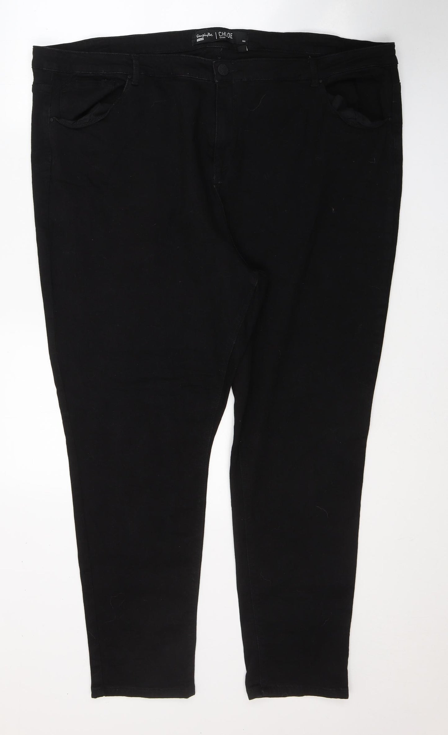 Simply Be Womens Black  Cotton Skinny Jeans Size 30 L28 in Regular Button
