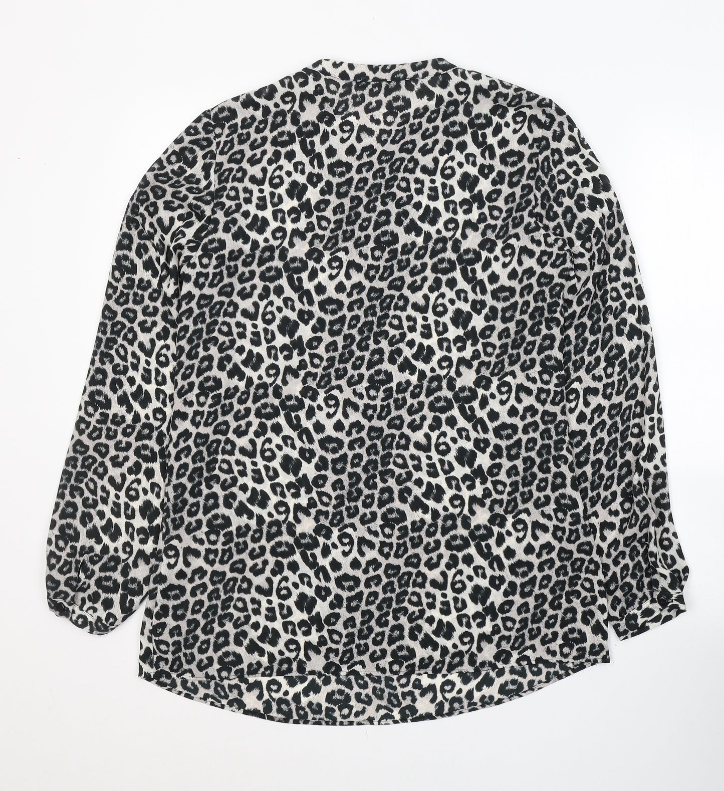 George Womens Grey Animal Print Polyester Tunic Blouse Size 10 V-Neck