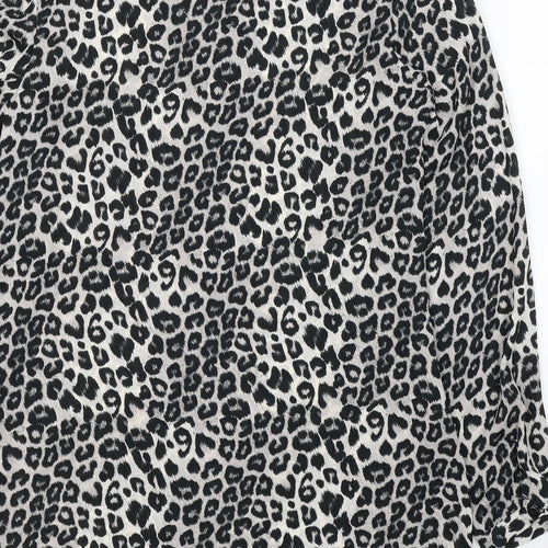 George Womens Grey Animal Print Polyester Tunic Blouse Size 10 V-Neck