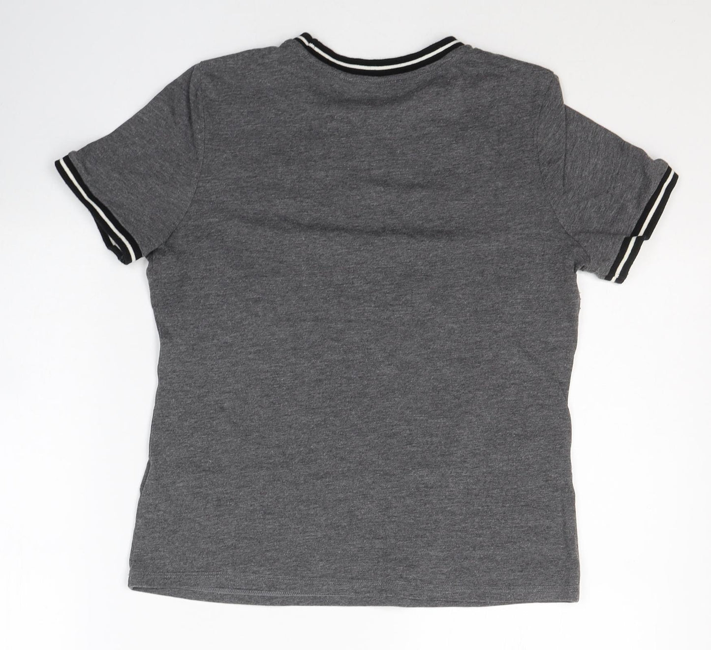 Marks and Spencer Womens Grey  Polyester Basic T-Shirt Size 12 Round Neck - Flowers