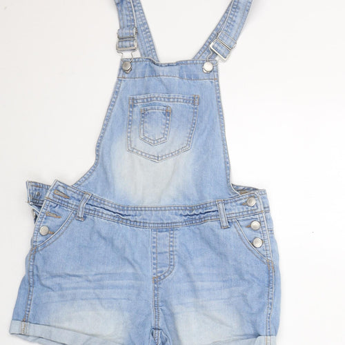 Denim & Co. Womens Blue  Cotton Dungaree One-Piece Size 6 L3 in Button