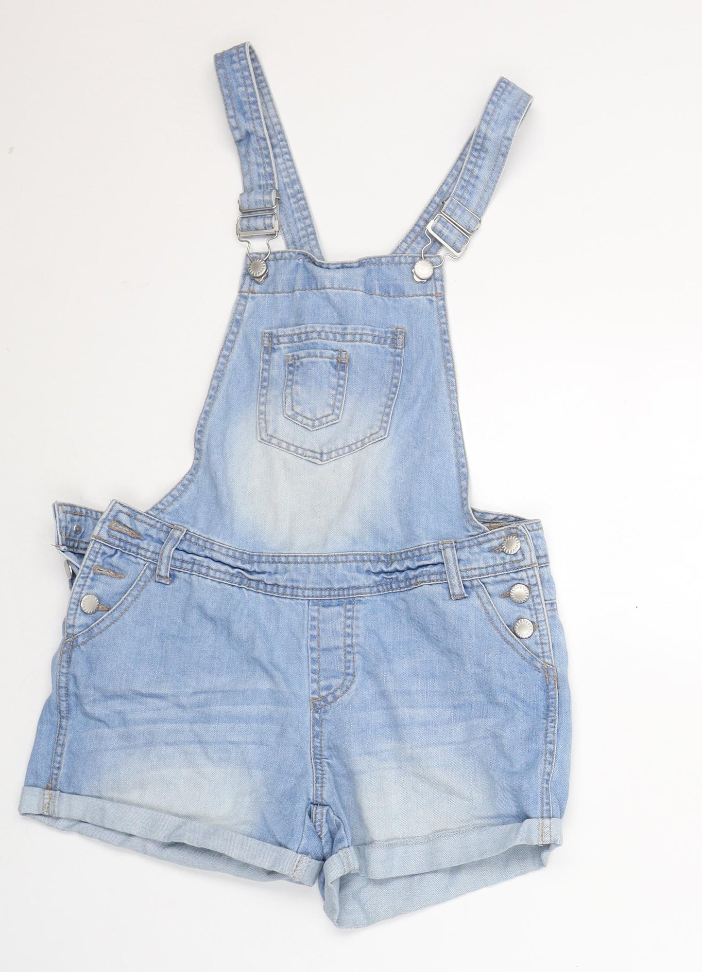 Denim & Co. Womens Blue  Cotton Dungaree One-Piece Size 6 L3 in Button