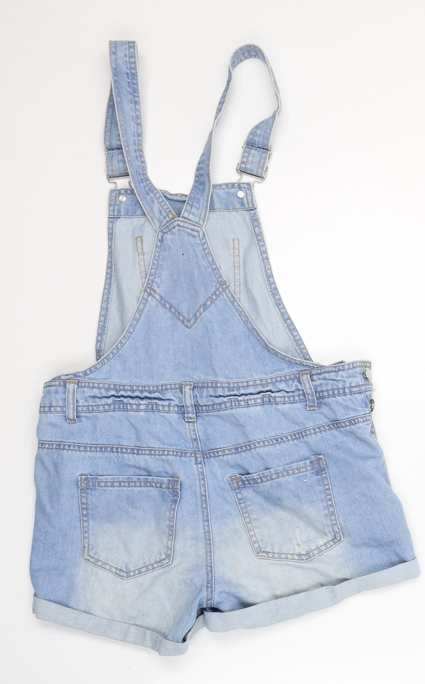 Denim & Co. Womens Blue  Cotton Dungaree One-Piece Size 6 L3 in Button