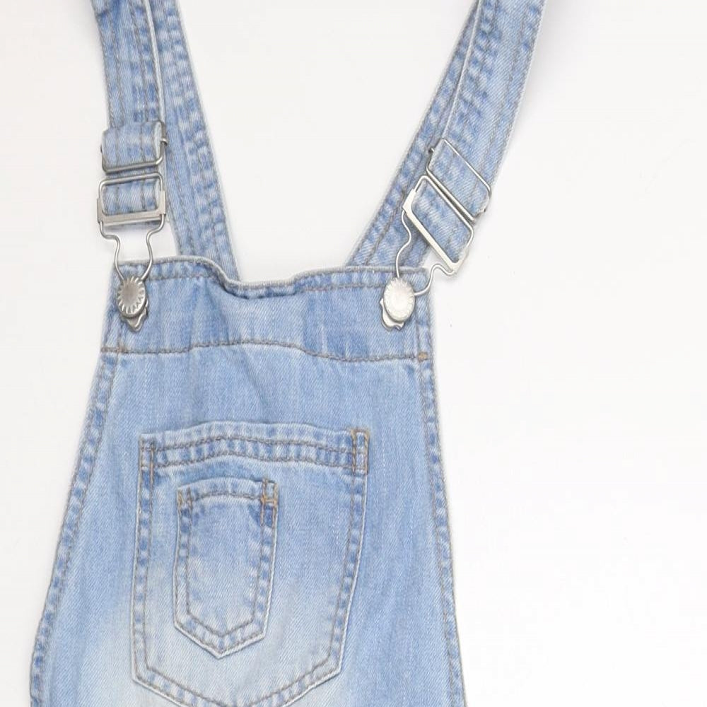 Denim & Co. Womens Blue  Cotton Dungaree One-Piece Size 6 L3 in Button