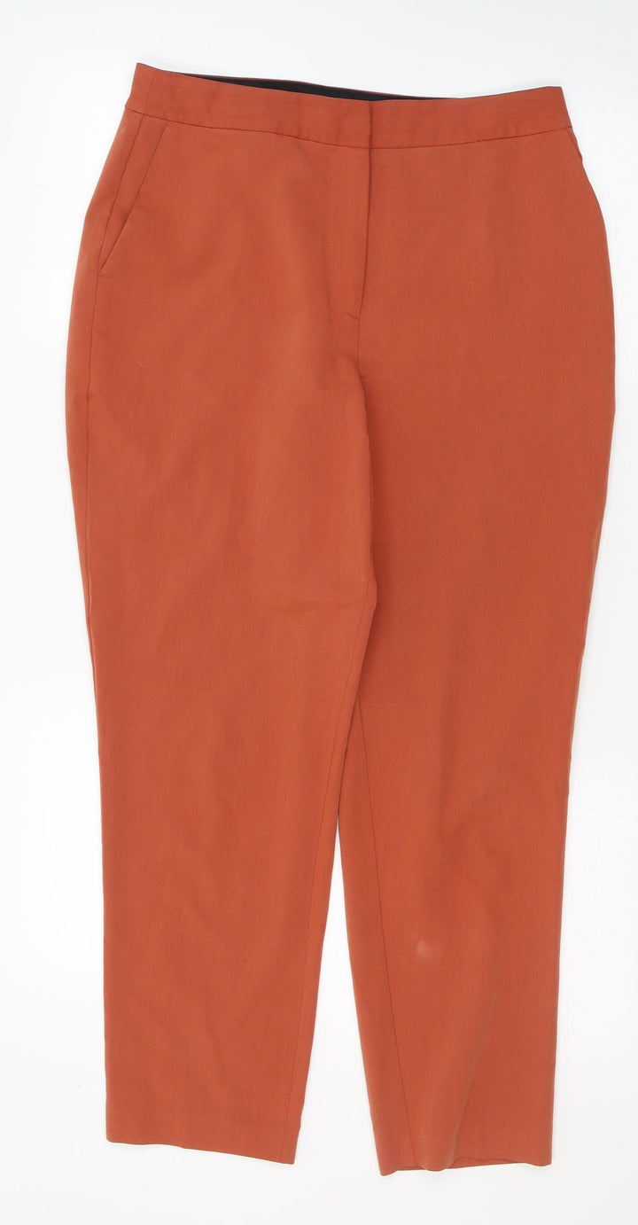Topshop Womens Orange Polyester Trousers Size 12 L27 in Regular Button