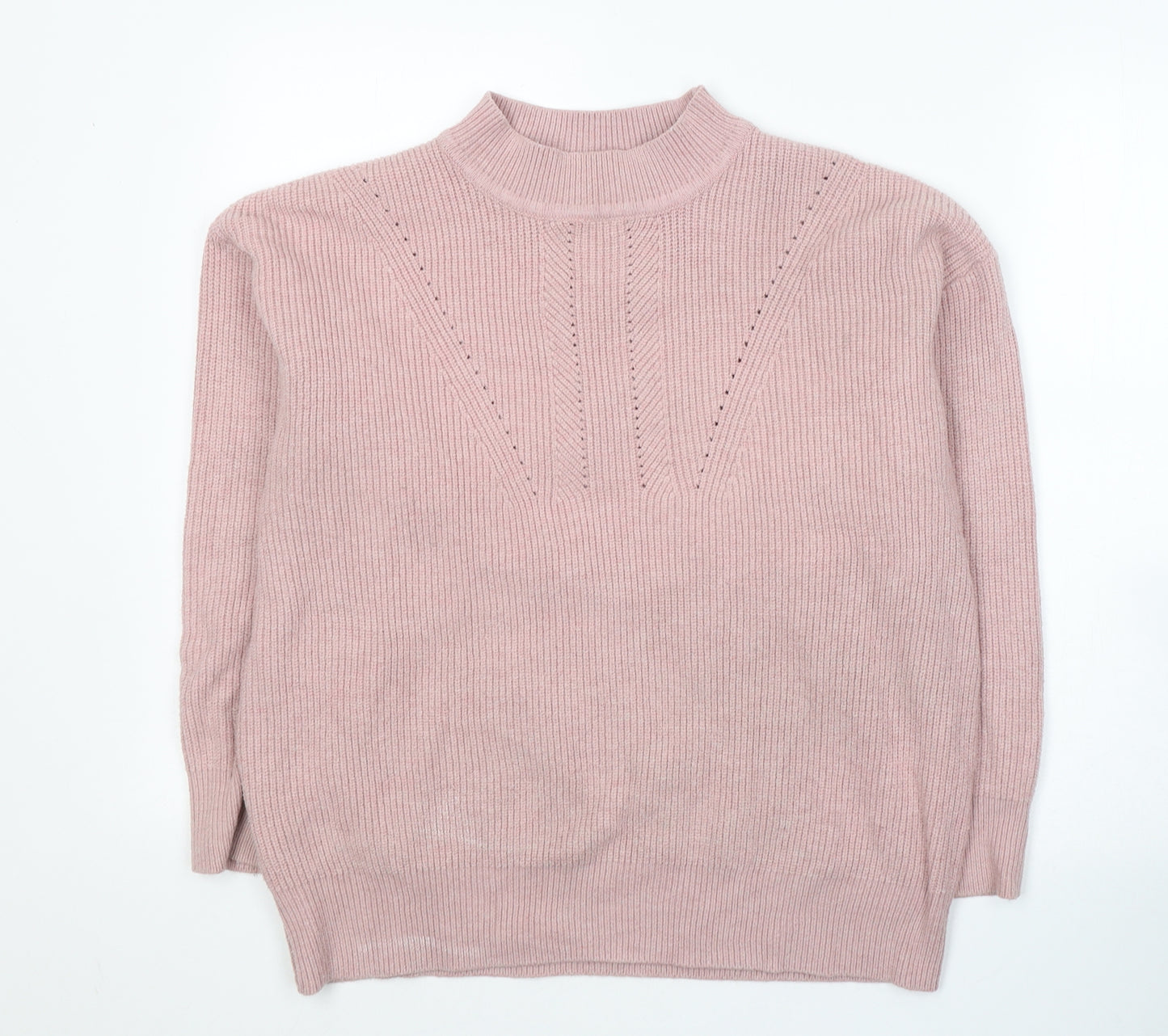 Mango Womens Pink Round Neck  Acrylic Pullover Jumper Size M