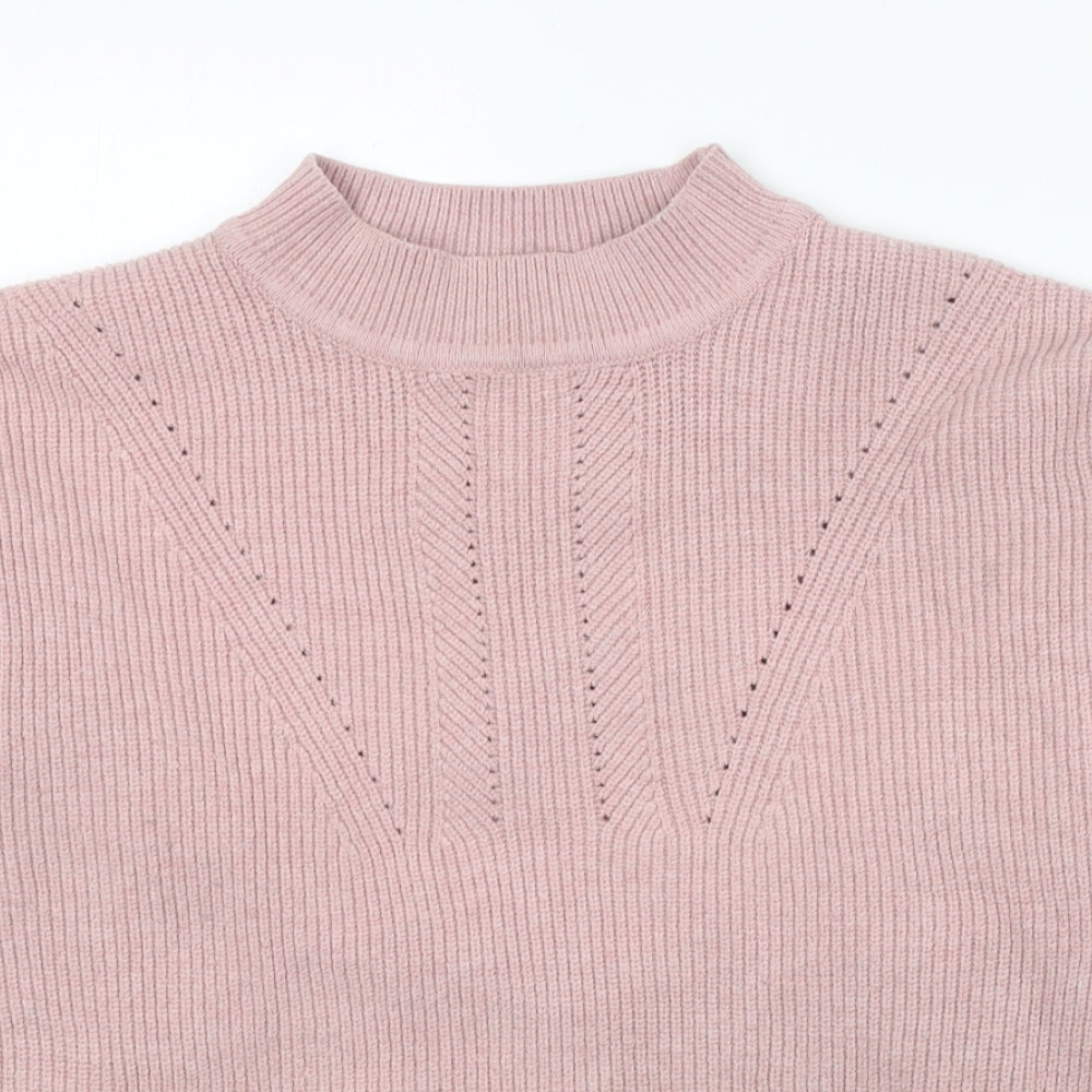 Mango Womens Pink Round Neck  Acrylic Pullover Jumper Size M