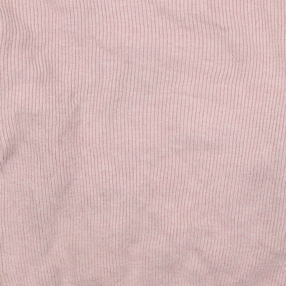 Mango Womens Pink Round Neck  Acrylic Pullover Jumper Size M