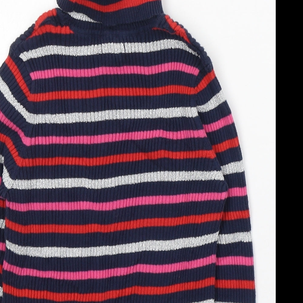 Blue Zoo Girls Multicoloured Roll Neck Striped Cotton Pullover Jumper Size 9-10 Years  Pullover