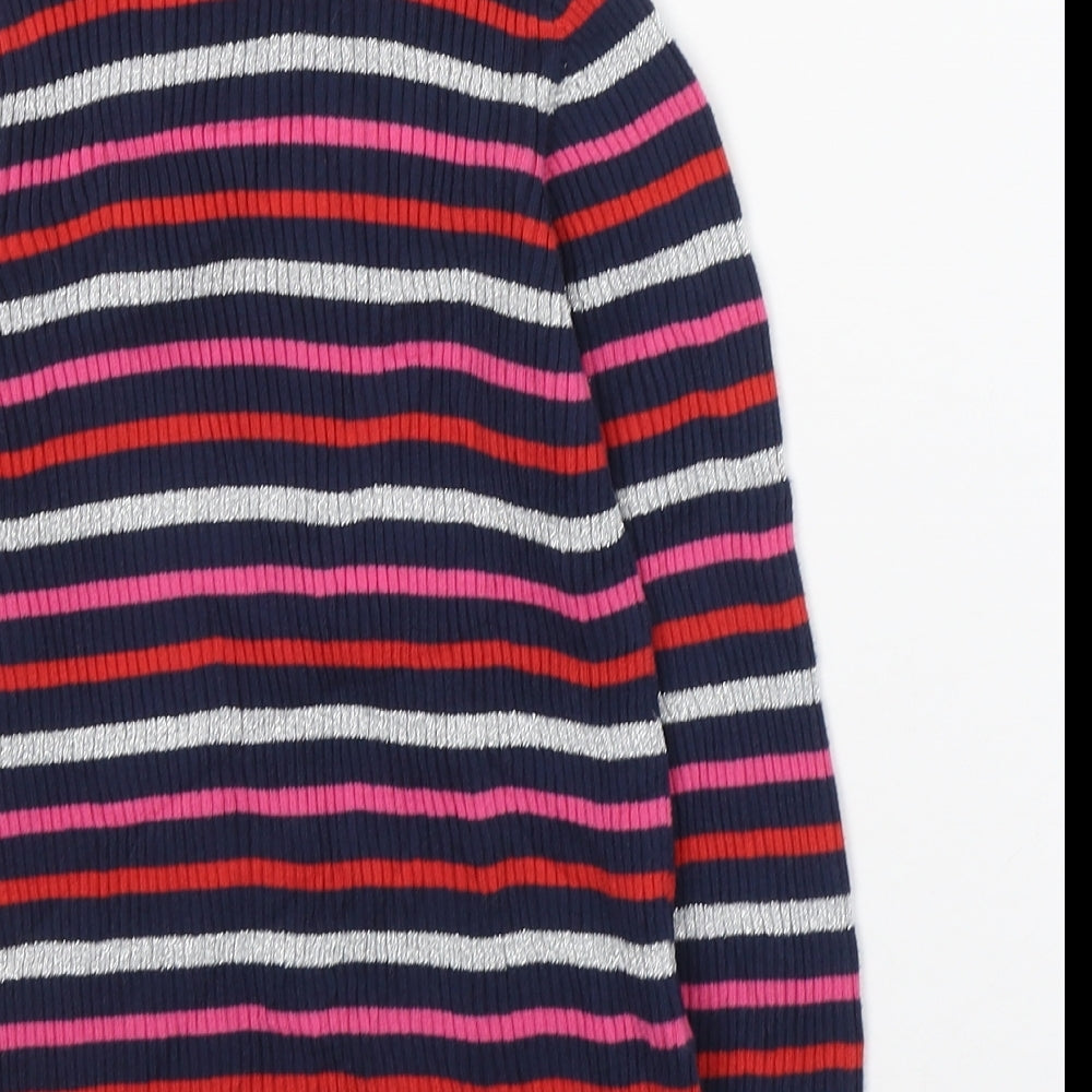 Blue Zoo Girls Multicoloured Roll Neck Striped Cotton Pullover Jumper Size 9-10 Years  Pullover